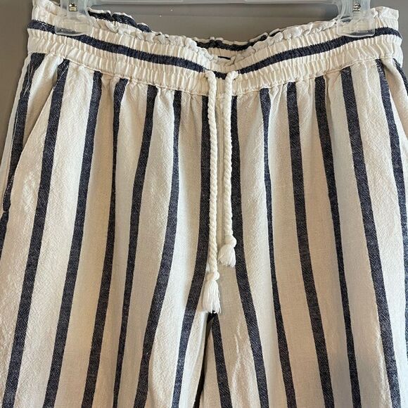 J.Crew Linen Blend Striped Drawstring Waist Wide Leg Cropped Pant | SZ S - Picture 11 of 14